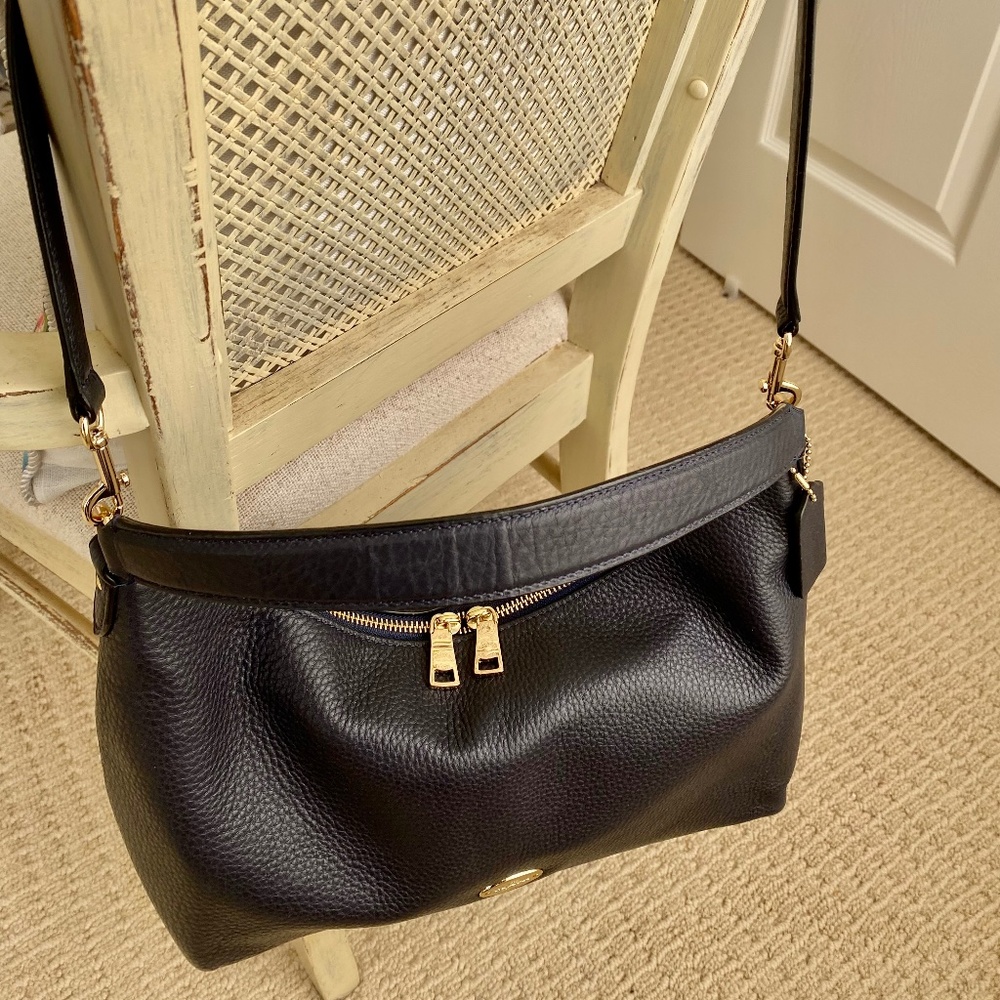 Coach east west pebbled leather Celeste bag in navy